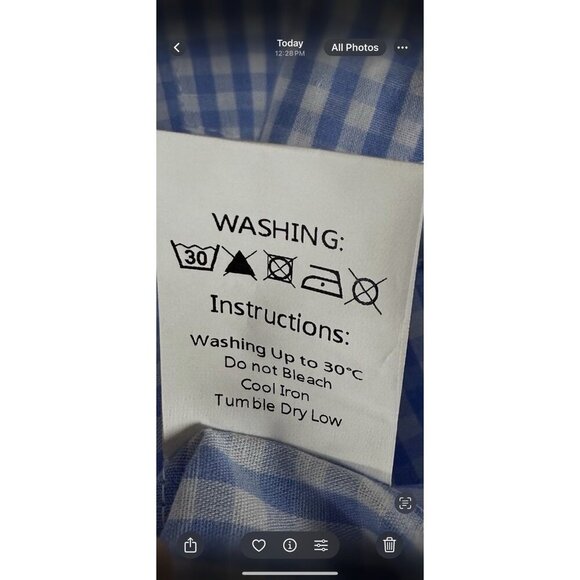 Mens Cotton Button Down Collared Shirt Size XL Blue & White Checkered - Picture 12 of 12